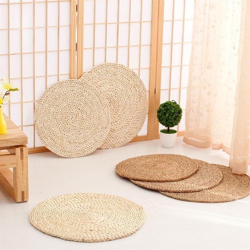 拆洗草席席子蒲团草编打坐垫坐拜佛汗蒸房拜佛垫跪禅修垫子莲花包