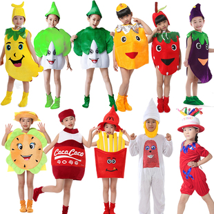 少儿情景剧拒绝垃圾食品演出服菠菜茄子可乐薯片汉堡儿童表演服装