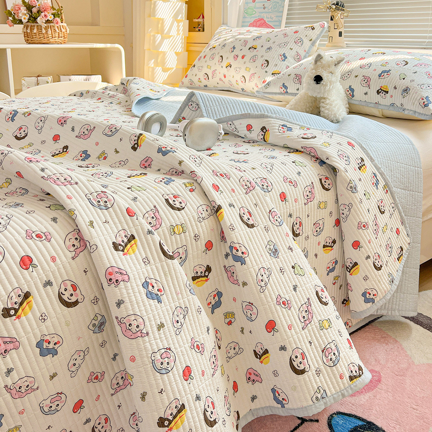 双层纱床盖铺床2026新款四季通用非纯全棉单件榻榻米夹棉防滑床单,床上用品,床盖,淘宝优惠券,粉丝福利购,淘宝优惠卷