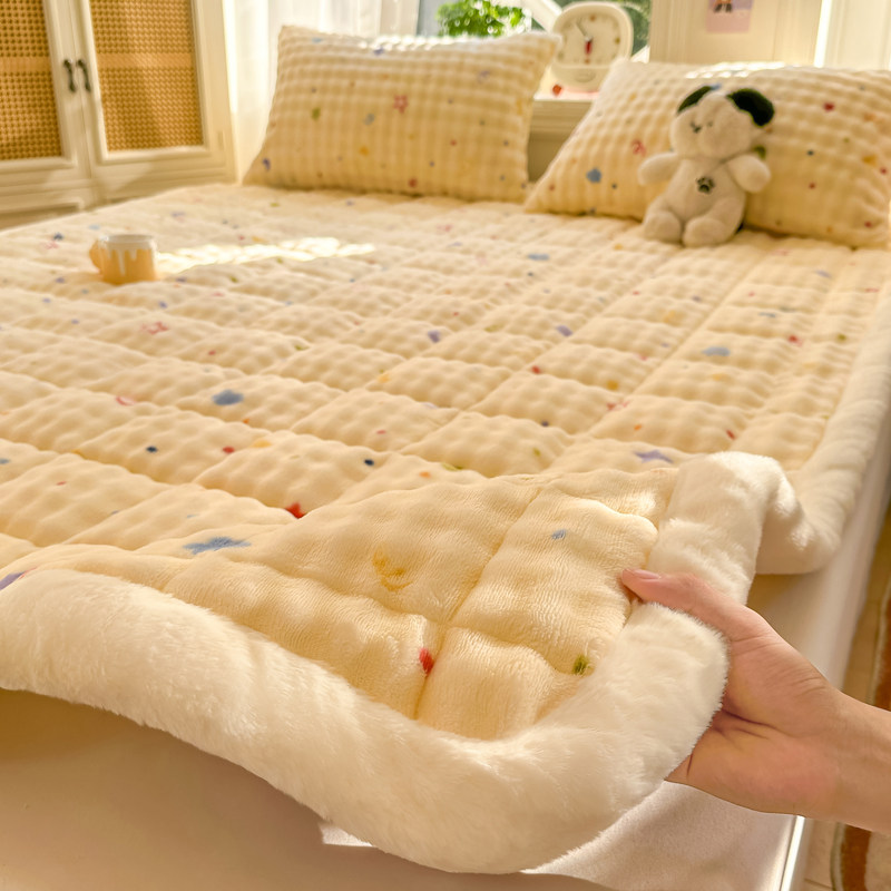 A类牛奶绒床垫儿童保暖床褥秋冬季加绒加厚学生宿舍床单人床护垫3
