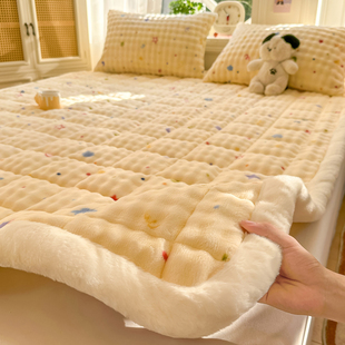 A类牛奶绒床垫儿童保暖床褥秋冬季加绒加厚学生宿舍床单人床护垫3