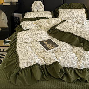 轻奢法式床盖款四件套2026新款韩式花边被套床单床裙床笠非全纯棉