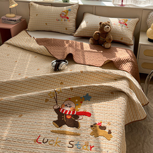 可爱星星人床盖单件水洗棉夹棉榻榻米床单三件套2025新款 通用 四季