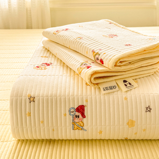 卡通星星人双层纱床盖单件儿童夹棉床单防滑榻榻米炕单三件套四季