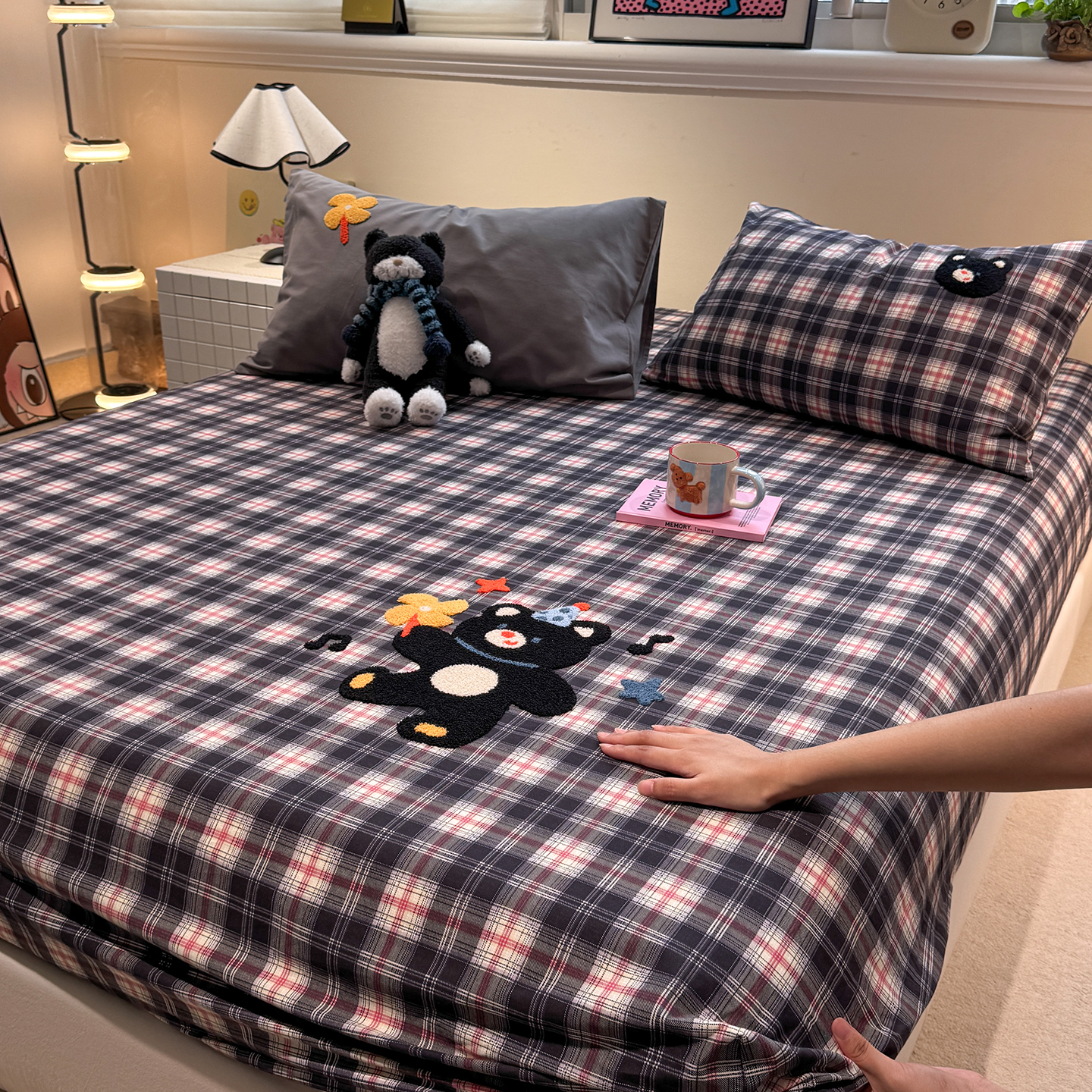 卡通毛巾绣磨毛床笠单件2025新款冬季加厚床垫保护罩床套罩三件套