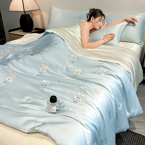 夏季卡通冰丝夏凉被四件套可机洗