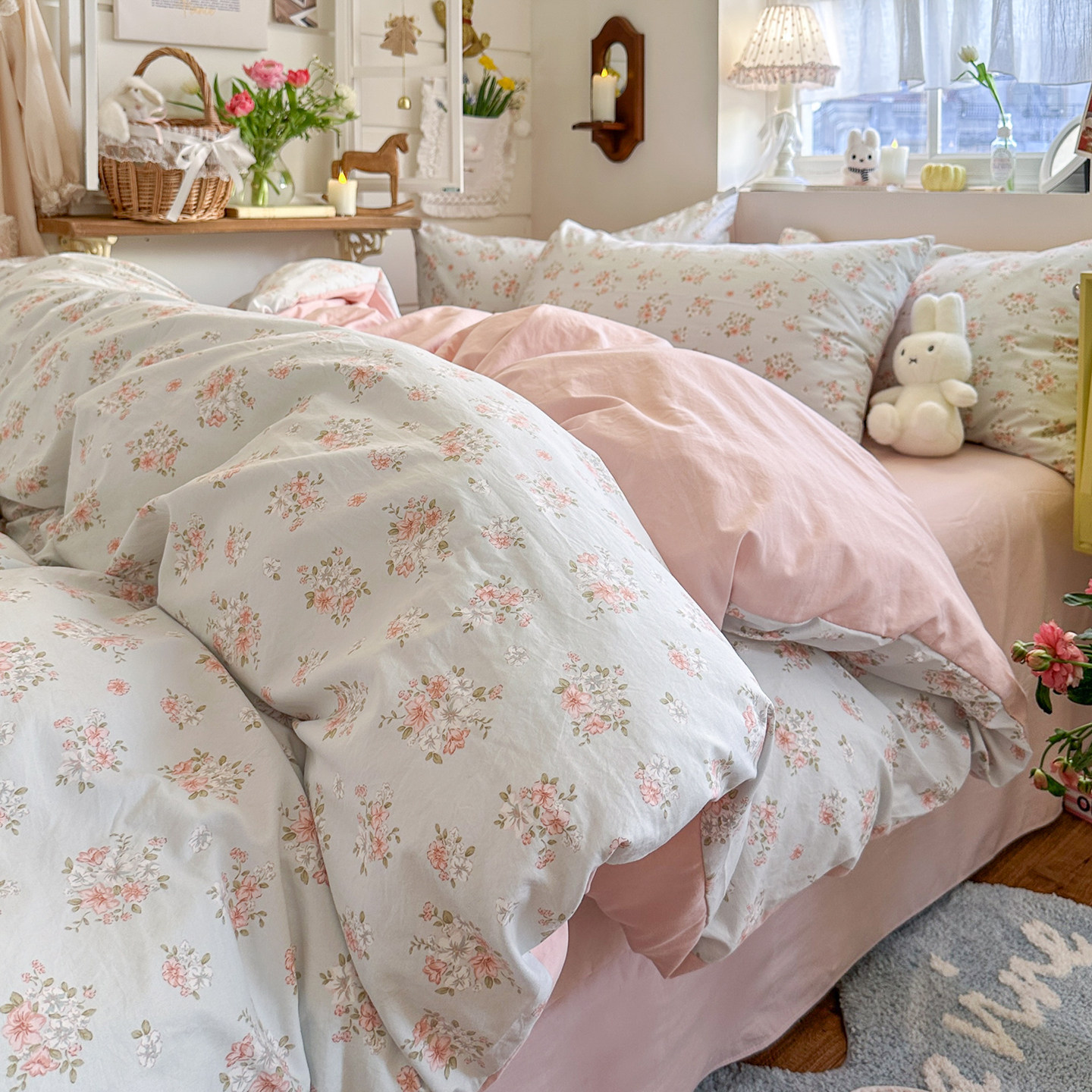 韩式小碎花四件套2025新款非全棉纯棉被套罩宿舍床上三件套床单笠