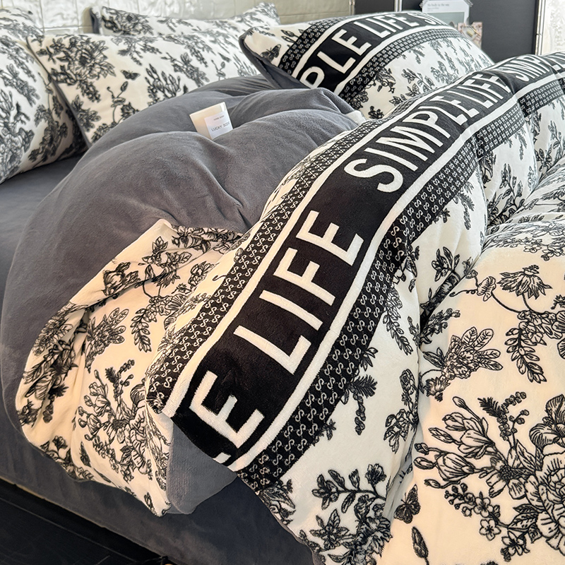 秋冬双面加厚牛奶珊瑚绒被套单件150x200法兰绒面床品床单3四件套