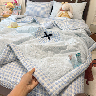 少女心盐系泡芙棉贴布绣夏凉被夏季 单人被非全棉纯棉空调被可机洗