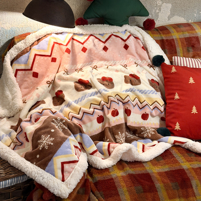 ins圣诞款羊羔绒毛毯冬季加厚