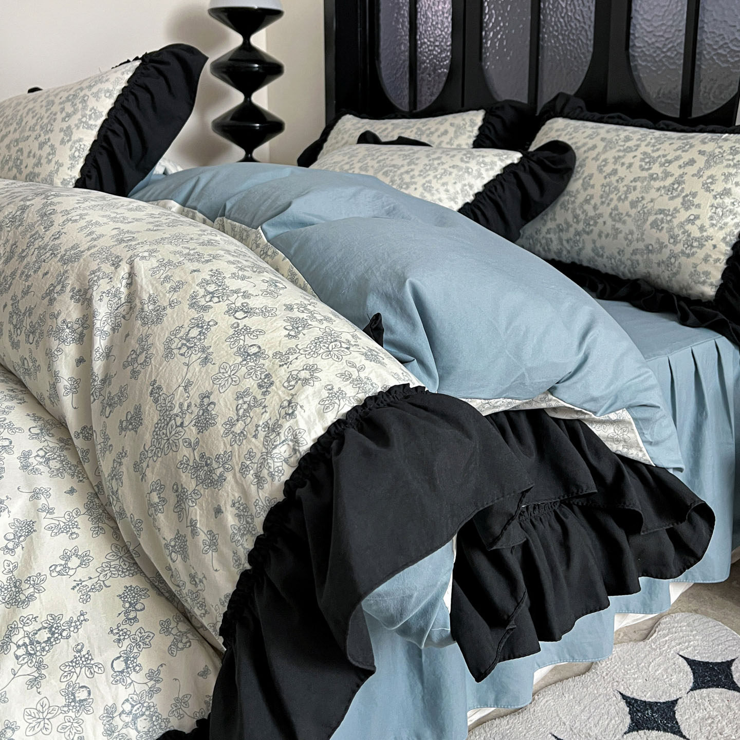 法式小清新床盖款四件套复古花边被套非全棉纯棉床单床裙床上用品