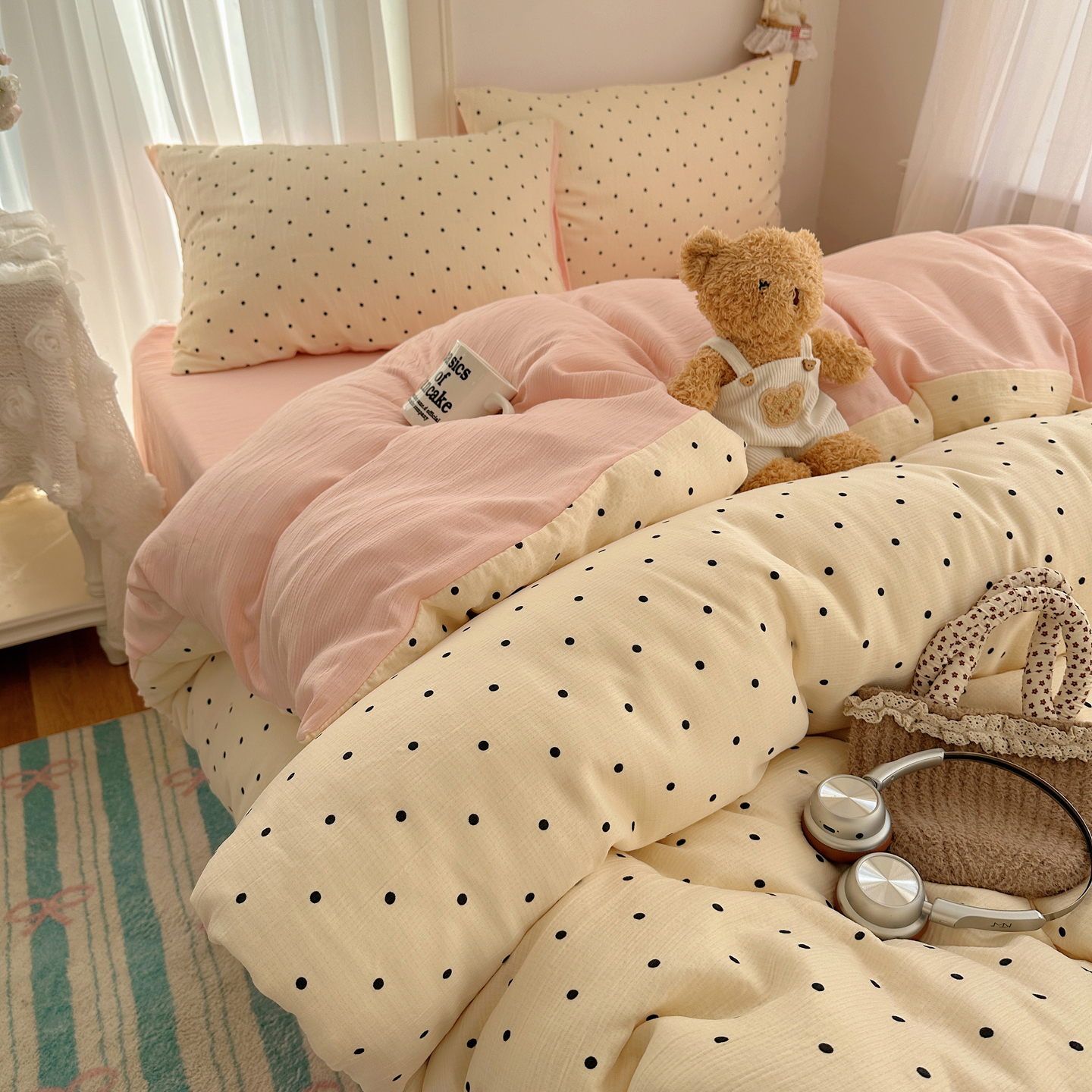 奶油风波点被套单件150x200cm