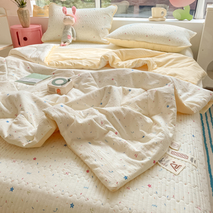 ins双层纱床盖款 被子宿舍床上三件套非全棉纯棉4 夏凉被四件套夏季