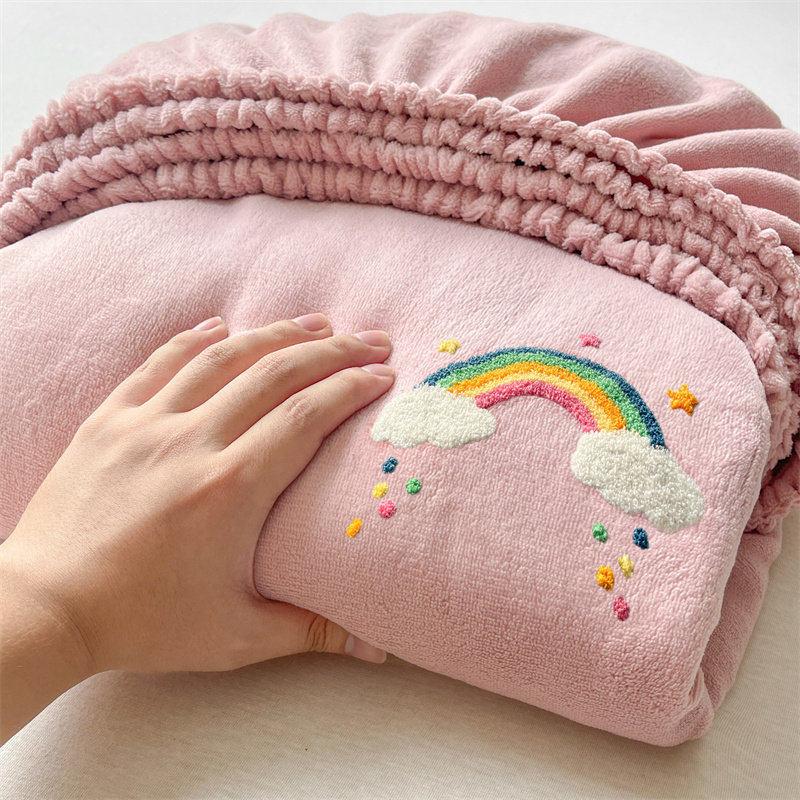 冬季加厚牛奶绒床笠单件新款可爱加绒珊瑚绒床垫保护罩榻榻米床套