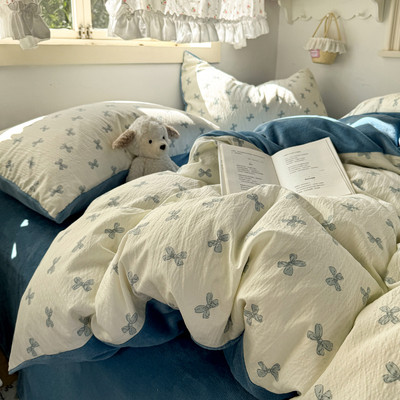 冬季牛奶绒四件套水洗棉加绒被套