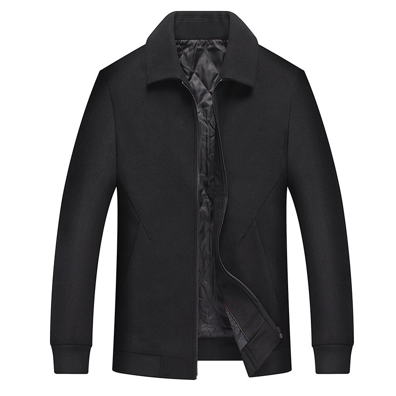 诺宝龙中老年人夹克爸爸装羊毛呢商务毛呢外套秋装男士加厚夹克衫