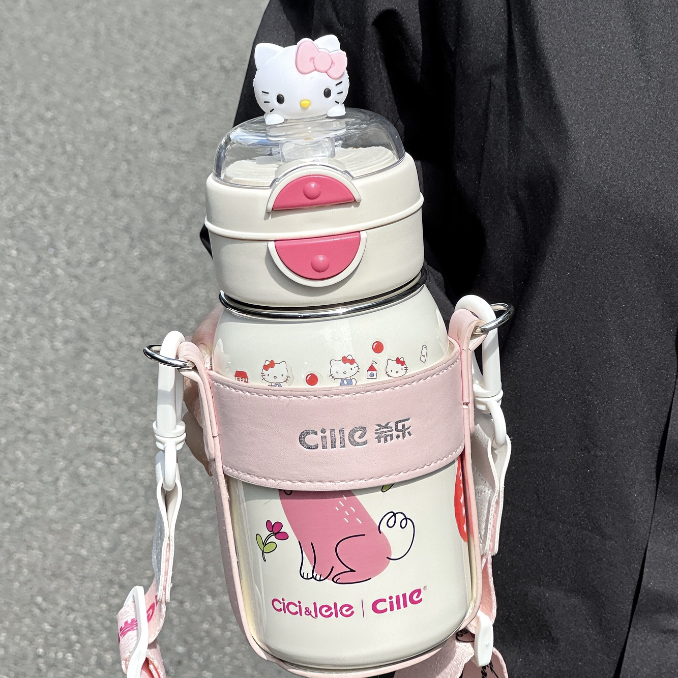 希乐可爱卡通不锈钢双饮水杯子