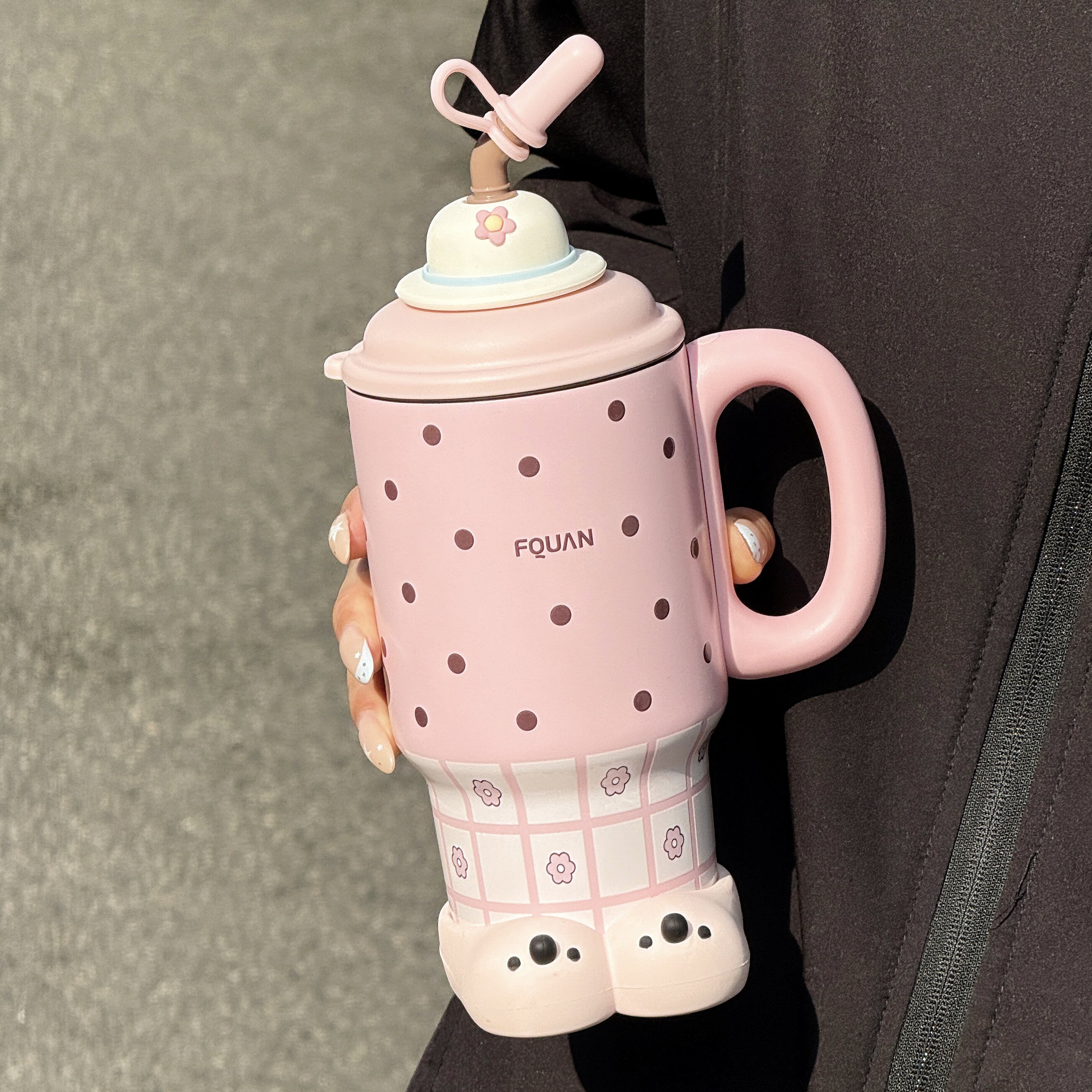 吸管保温杯大容量搅拌水杯陶瓷内胆316不锈钢女生高颜值冰霸杯子