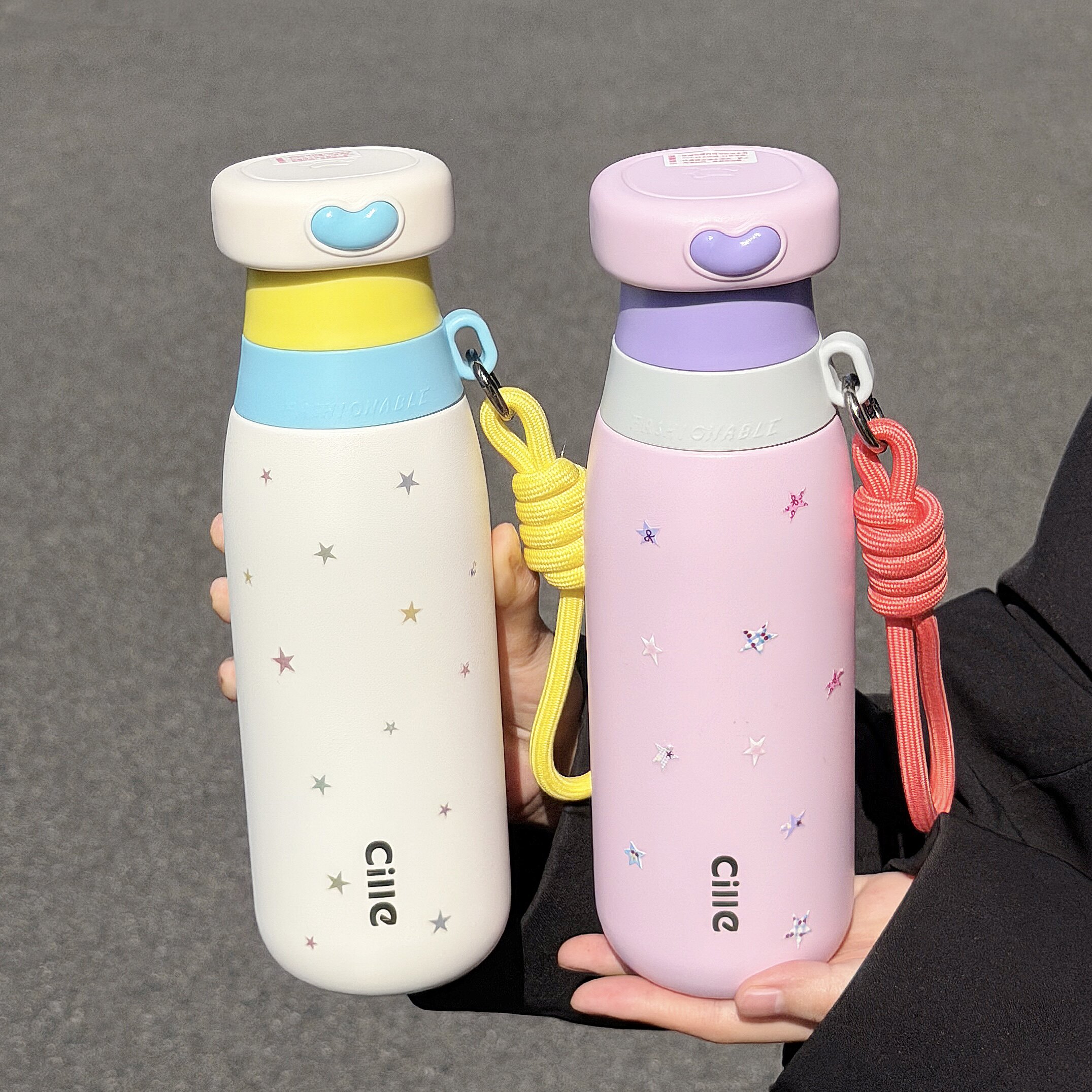 希乐星星保温杯女生泡茶杯子高颜值大容量吸管杯儿童运动316L水壶