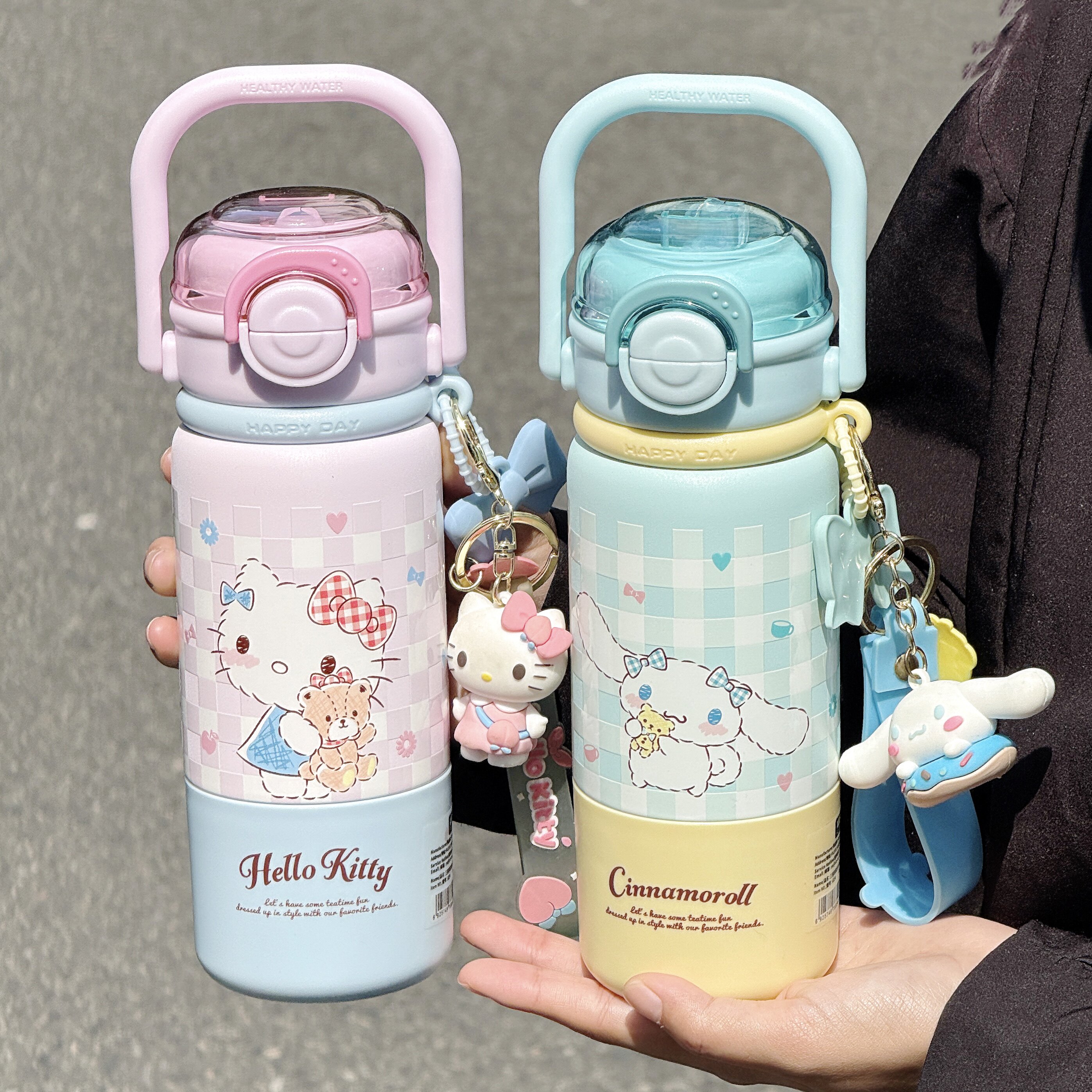 Hellokitty女生高颜值保温杯可爱学生水杯子316不锈钢儿童吸管杯