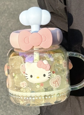 耐高温玻璃杯女高颜值镭射2026新款大容量办公室吨吨桌面吸管杯子