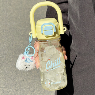 学生可爱吸管式饮水杯夏季简约双饮便携塑料儿童杯子tritan带刻度