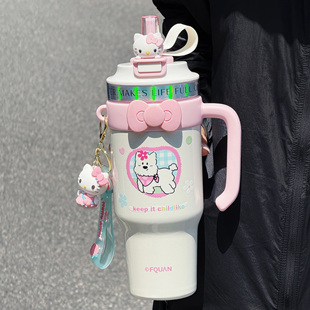 316不锈钢可爱冰霸杯女生高颜值大容量车载杯子学生桌面吸管水杯