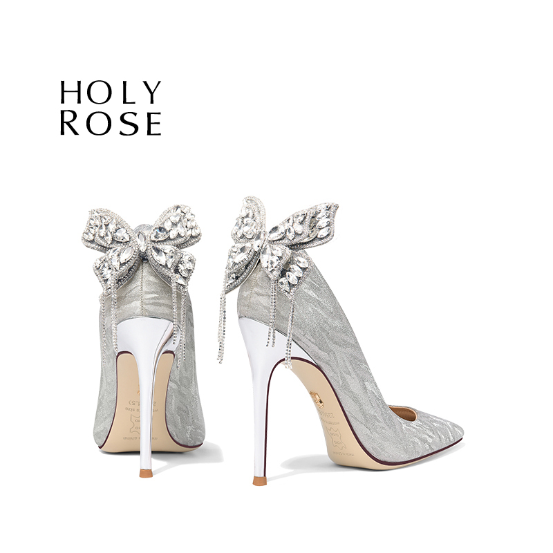 HolyRose法式蝴蝶结高跟婚鞋