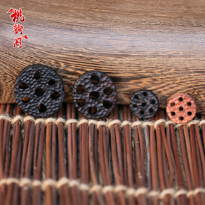 黑檀木藕片吊坠雕刻手工diy饰品桃木车挂钥匙扣挂件科檀木平安扣