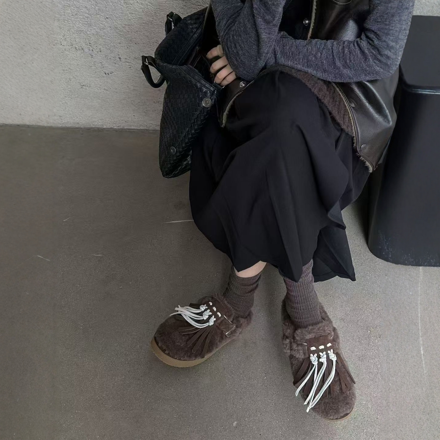 SGIRL加绒女鞋冬季百搭半拖