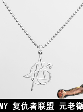 HCMY复仇者妮妮钢铁侠美队黑寡妇雷神鹰眼六元老纯银纹身项链周边