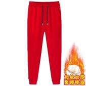 潮牌红色兔子过年冬休闲长裤 兔年本命年裤 子男2022新年微弹运动裤