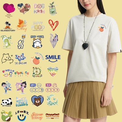 衣服烫画贴T恤小标男女图案印花布贴热烫贴纸服装热转印情侣贴花