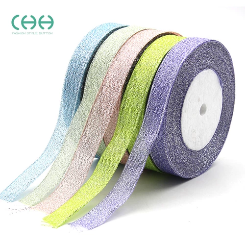 Красочный золотой и серебряный лук с ленточной лентой лентой с подарочной упаковкой с DIY ручной лентной ленты Свадебная лента 1,5 см.