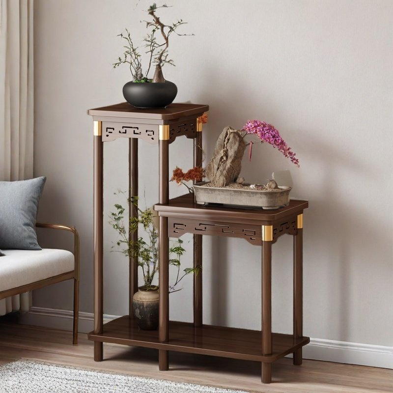 中式花架子客厅落地式置物架阳台实木花台2025新款室内多层花盆架