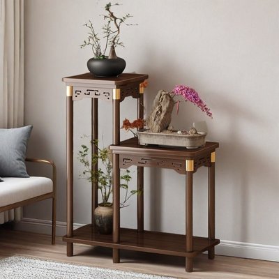 中式花架子客厅落地式置物架阳台实木花台2025新款室内多层花盆架