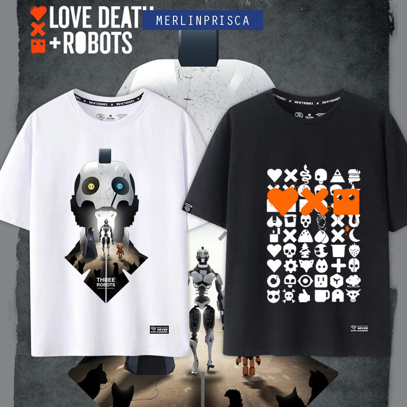 网飞netflix新美剧爱死亡和机器人周边衣服男女生休闲短袖T恤潮ne