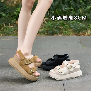 小码凉鞋女313233小个子8CM增高博肯鞋女夏季外穿不累脚厚底凉鞋