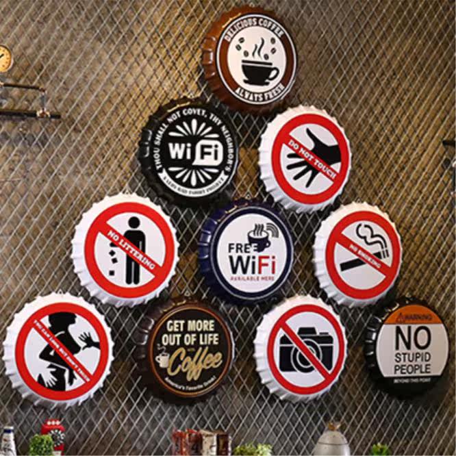 创意复古酒吧彩色铁艺啤酒盖铁皮画明星梦露装饰画瓶盖wifi提示牌在类目 家居饰品, 壁饰中 - 来自Buy2taobao.com提供专业的淘宝代购服务