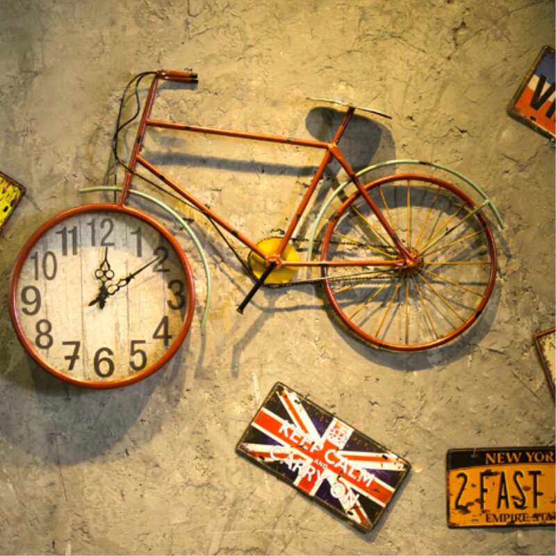 复古铁艺自行车模型挂件挂钟壁饰时钟表咖啡厅饭店墙面墙壁装饰品在类目 家居饰品, 壁饰中 - 来自Buy2taobao.com提供专业的淘宝代购服务