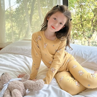 儿童保暖内衣无骨套装女童秋衣秋裤全棉无痕男童衬衣衬裤宝宝睡衣