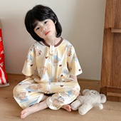 爱出汗宝宝专属睡袋夏季 连体睡衣儿童萌趣防踢被 薄款 纯棉短袖 短裤