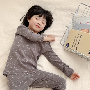 校服里穿得服帖不臃肿~儿童睡衣纯棉a类男女童秋衣裤套装无骨内衣