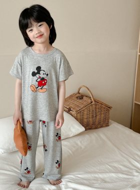 萌趣可爱母子睡衣夏季短袖长裤