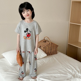 亲子款~萌趣可爱母子睡衣夏季短袖长裤家居服儿童莫代尔母女睡衣