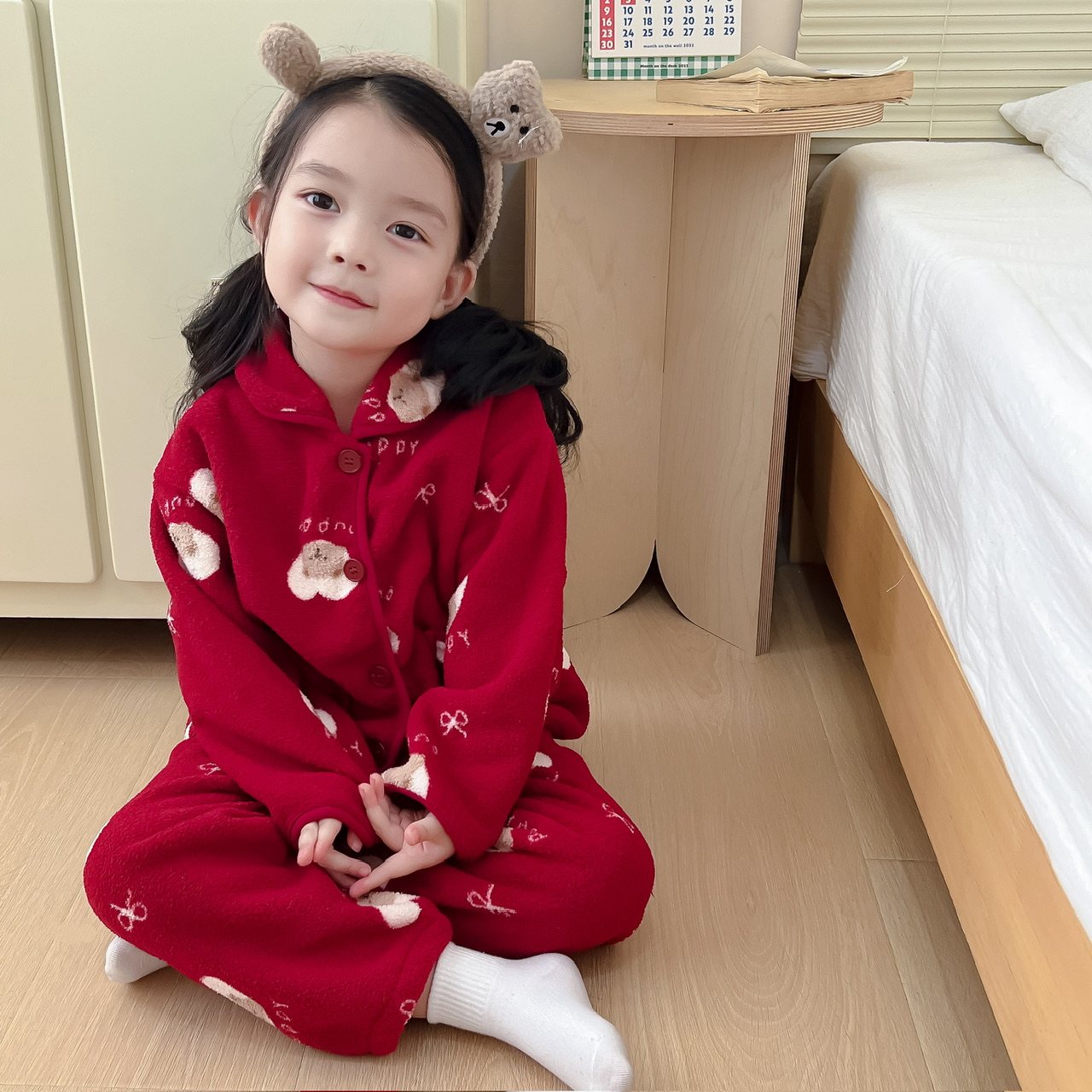 圣诞节网红爆款红色小熊亲子法兰绒卡通睡衣儿童加绒加厚保暖套装,童装/婴儿装/亲子装,家居服套装,淘宝优惠券,粉丝福利购,淘宝优惠卷