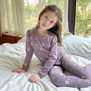 ins网红宝宝家居服韩版卡通睡衣儿童春秋新款男女童无骨秋衣秋裤