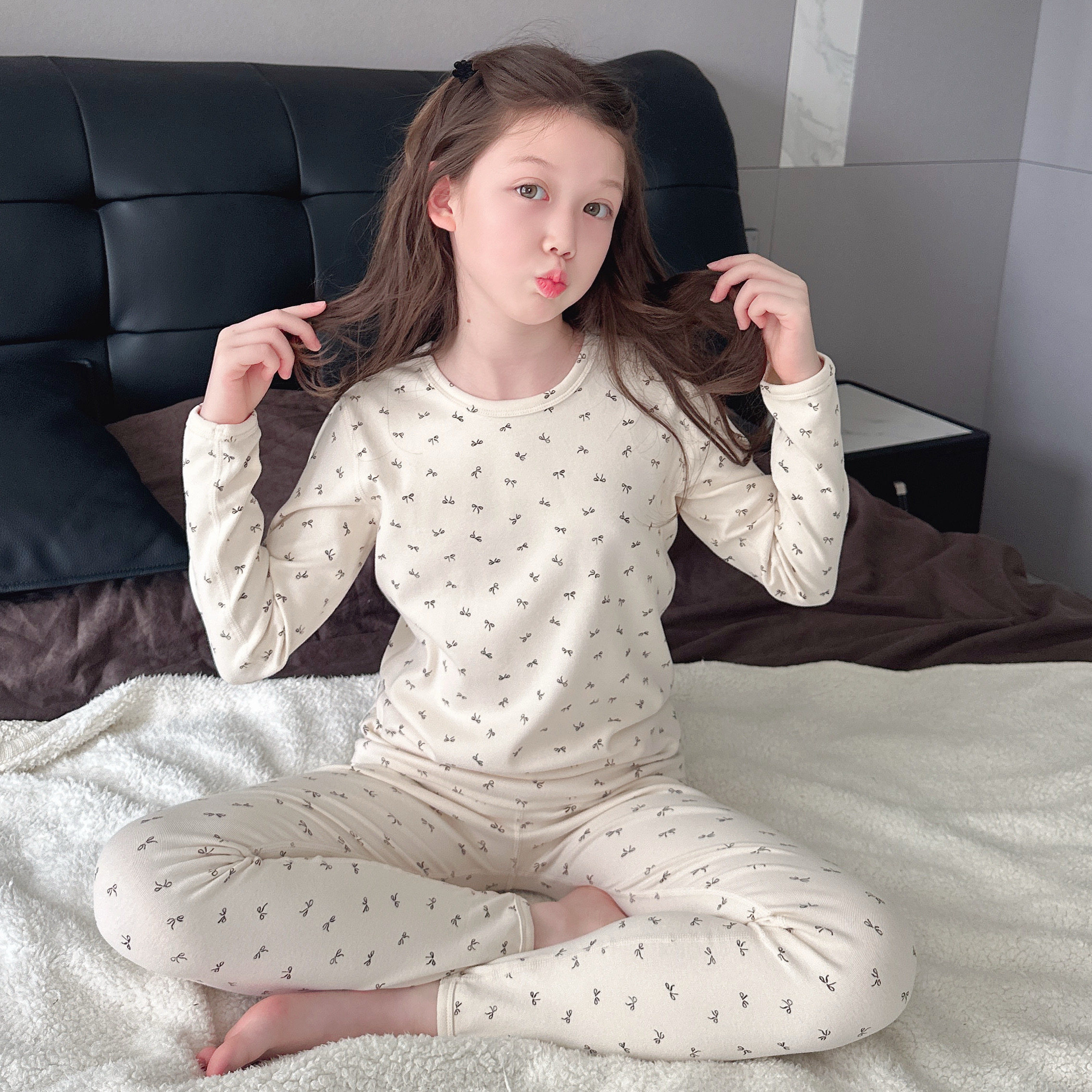 宝贝的贴心暖护来啦！女童秋衣秋裤儿童保暖内衣纯棉女宝贴身套装