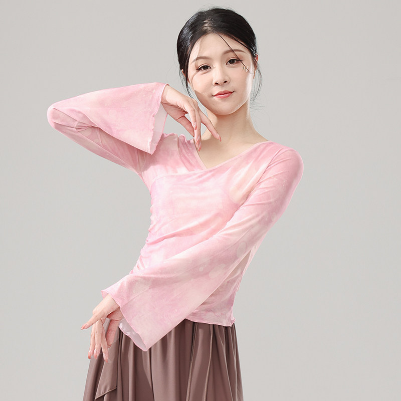 简伍渐变网纱古典舞纱衣身韵服