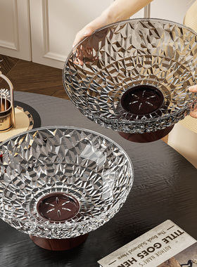 中古风高脚水果盘客厅茶几家用零食干果摆放盘轻奢高档可沥水果篮